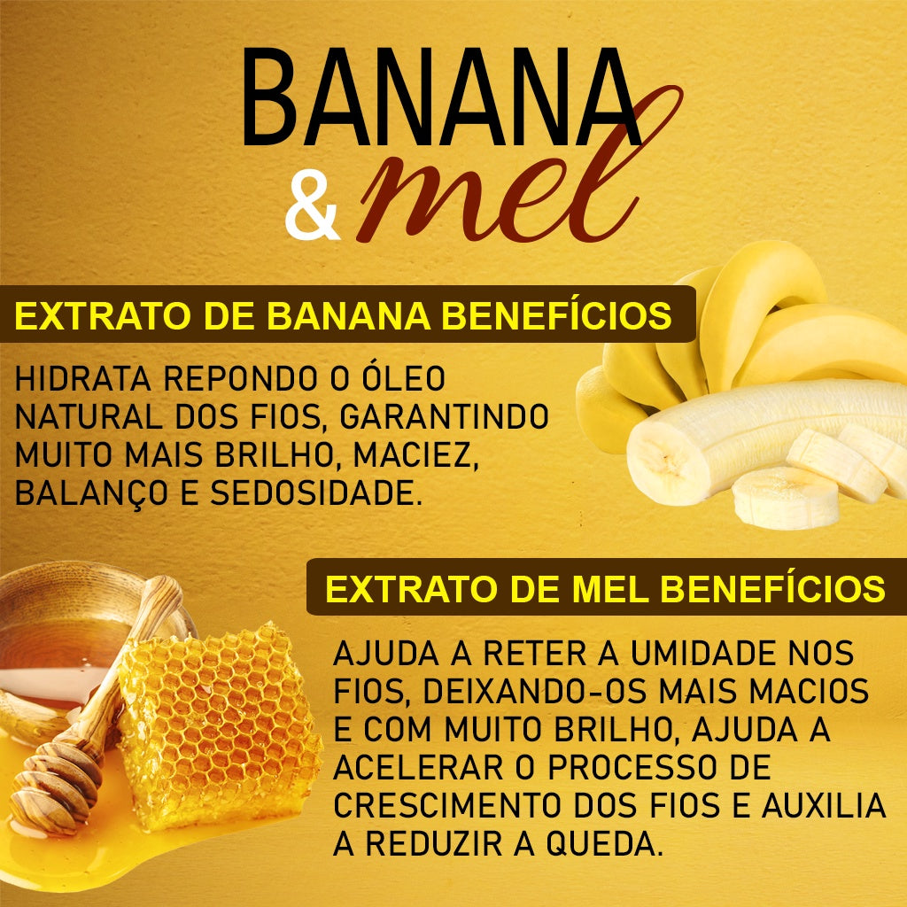 Kit Shampoo e Condicionador - Banana e Mel 500ml