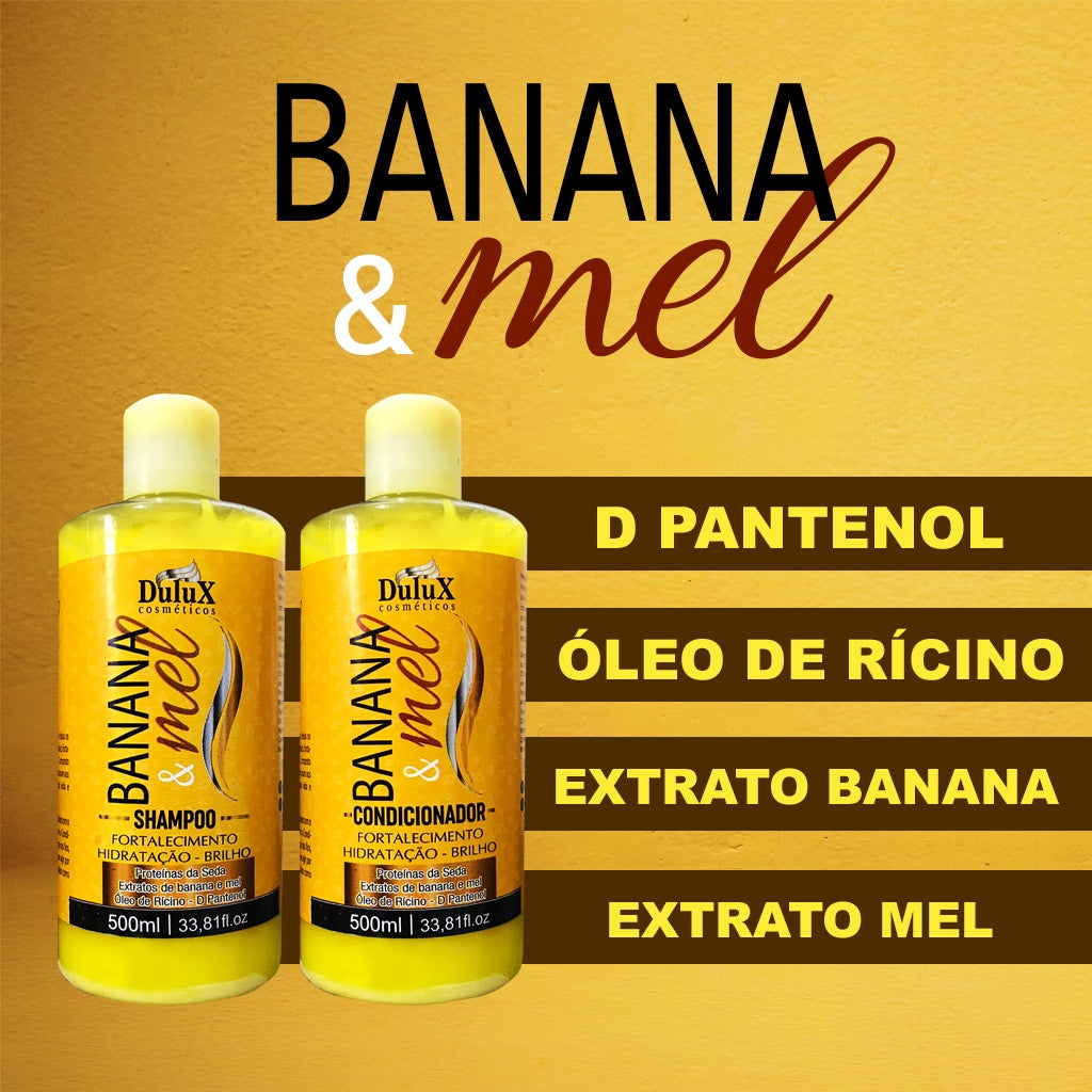 Kit Shampoo e Condicionador - Banana e Mel 500ml