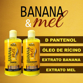 Kit Shampoo e Condicionador - Banana e Mel 500ml