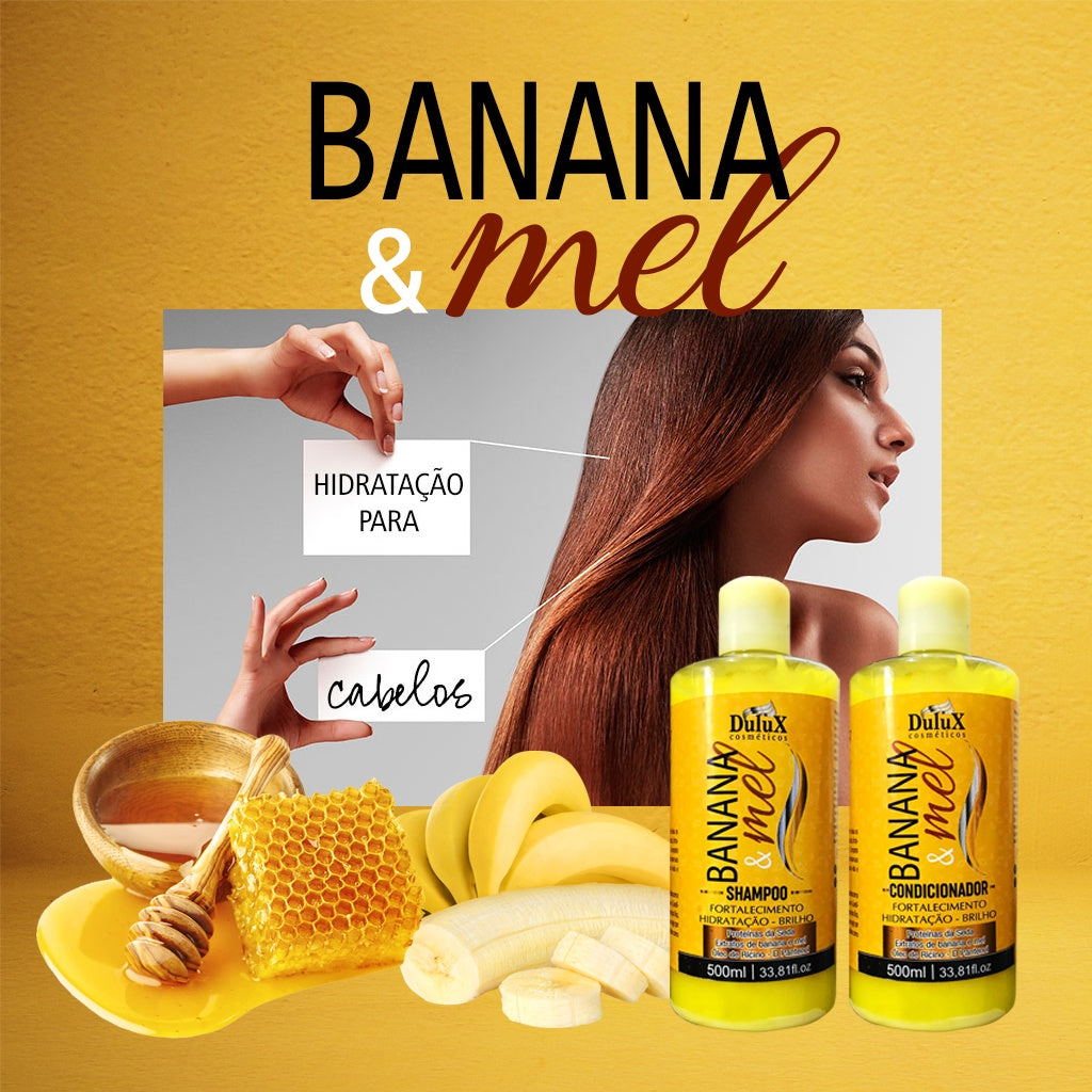 Kit Shampoo e Condicionador - Banana e Mel 500ml