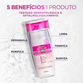 Água Micelar L'Oréal Paris - Solução de Limpeza 5 em 1