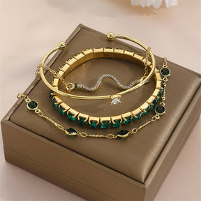 Conjunto de Pulseiras Serpente - Strass Deluxe